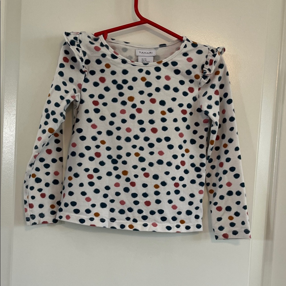 Tahari polka dot ruffle top size 4t
